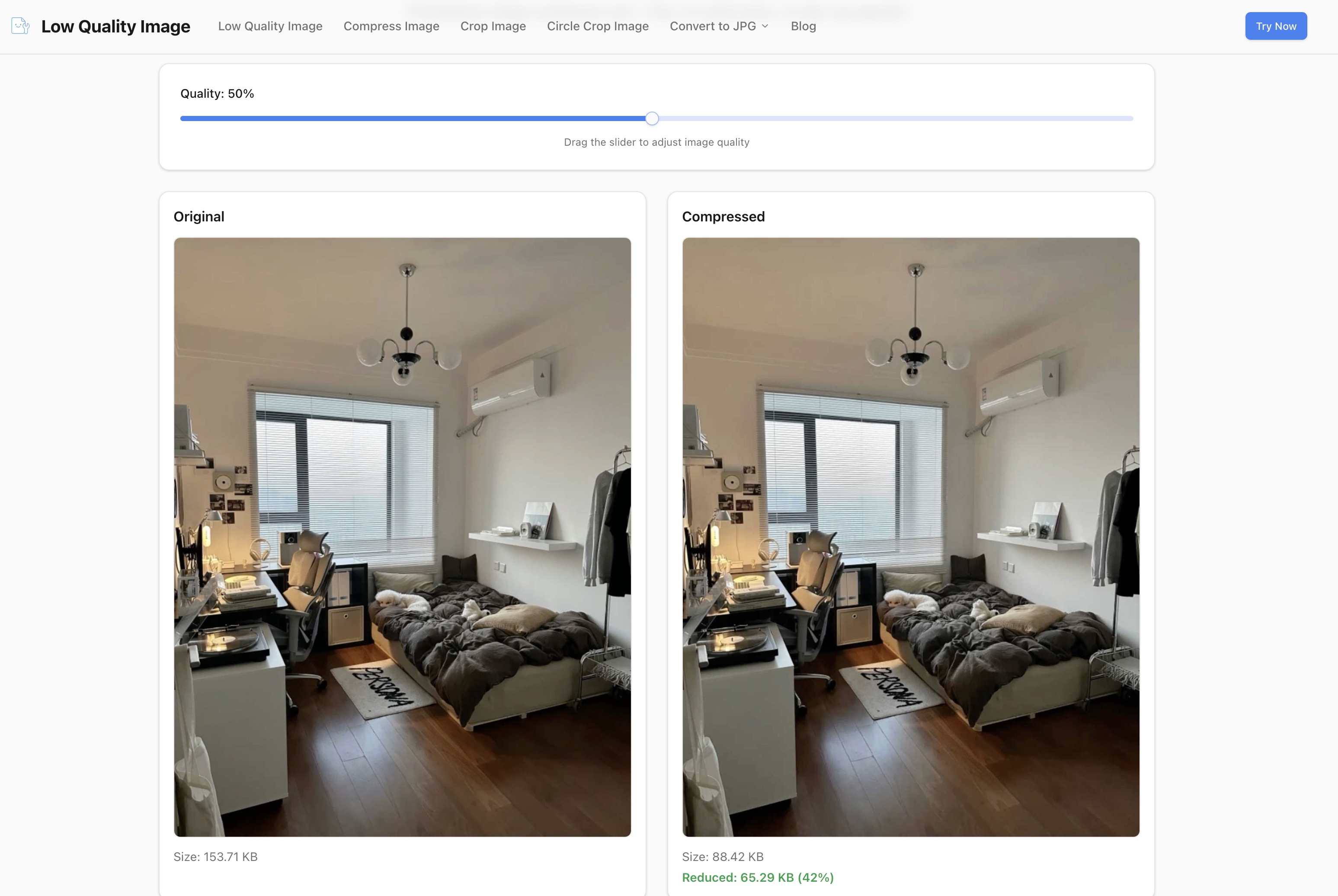 Our image compressor test with small file