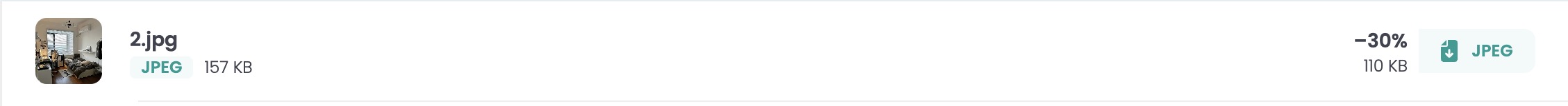 TinyPNG compression test results showing 157KB reduced to 110KB