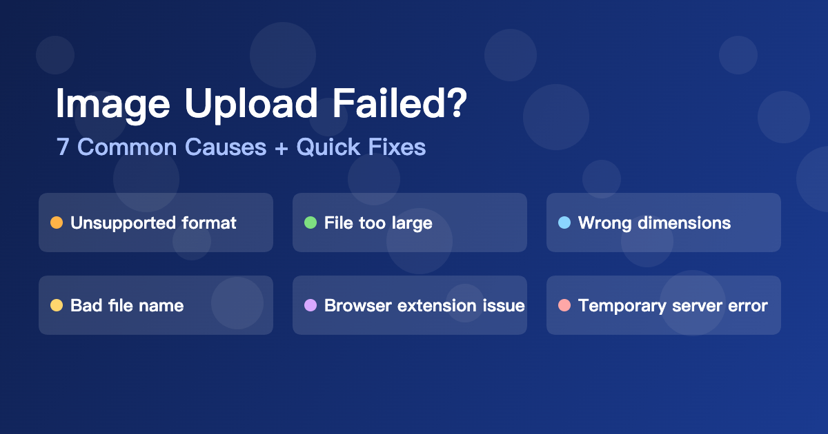 Checklist style illustration for image upload troubleshooting