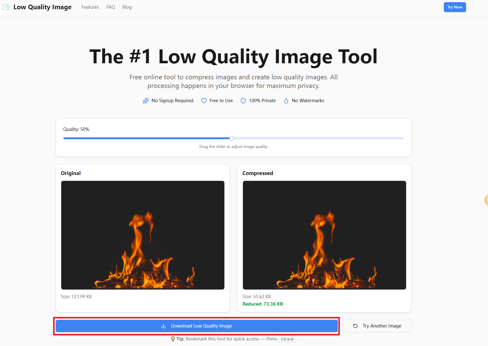 Step 3: Download your compressed low quality image
